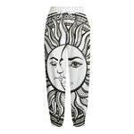 Bohemian Celestial Sun And Moon Print Fleece Lined Knit Pants