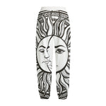 Bohemian Celestial Sun And Moon Print Fleece Lined Knit Pants