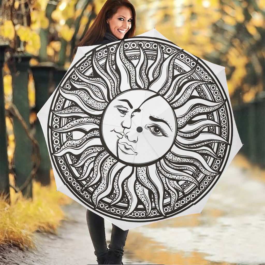 Bohemian Celestial Sun And Moon Print Foldable Umbrella