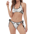 Bohemian Celestial Sun And Moon Print Halter Scoop Tie Side Bikini