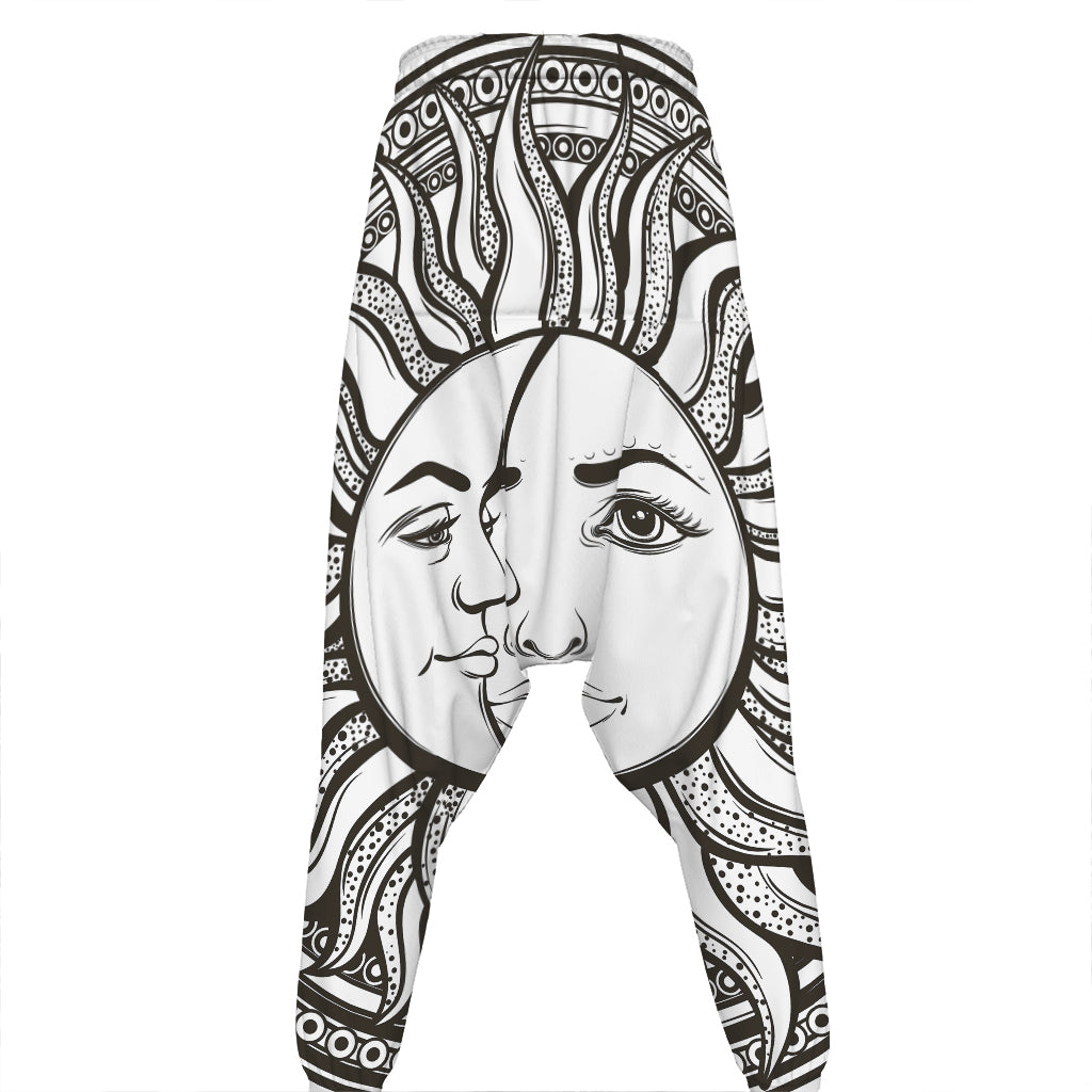 Bohemian Celestial Sun And Moon Print Hammer Pants
