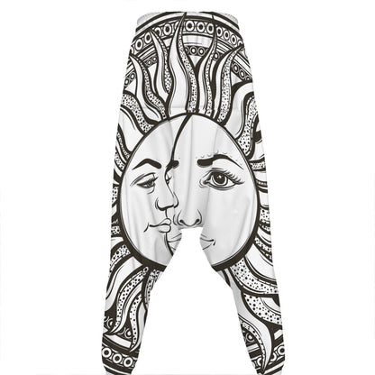 Bohemian Celestial Sun And Moon Print Hammer Pants