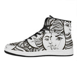 Bohemian Celestial Sun And Moon Print High Top Leather Sneakers