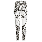 Bohemian Celestial Sun And Moon Print High-Waisted Pocket Leggings