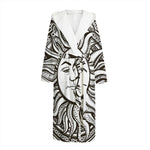 Bohemian Celestial Sun And Moon Print Hooded Bathrobe