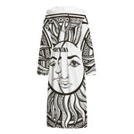 Bohemian Celestial Sun And Moon Print Hooded Bathrobe