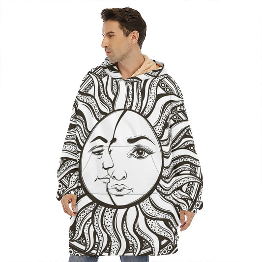 Bohemian Celestial Sun And Moon Print Hoodie Blanket