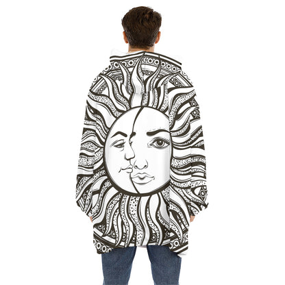 Bohemian Celestial Sun And Moon Print Hoodie Blanket