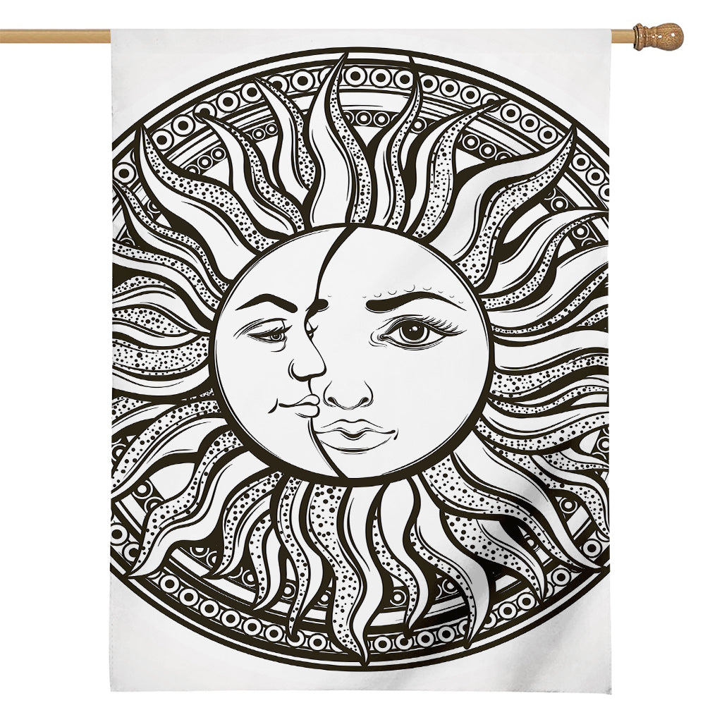 Bohemian Celestial Sun And Moon Print House Flag