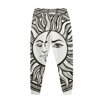 Bohemian Celestial Sun And Moon Print Jogger Pants