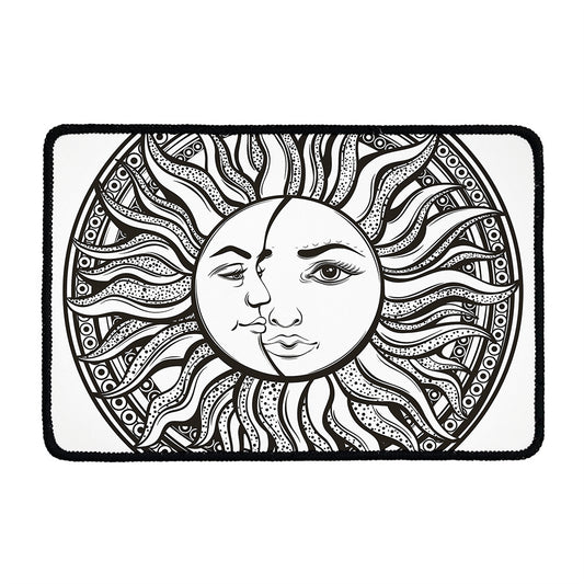 Bohemian Celestial Sun And Moon Print Kitchen Mat