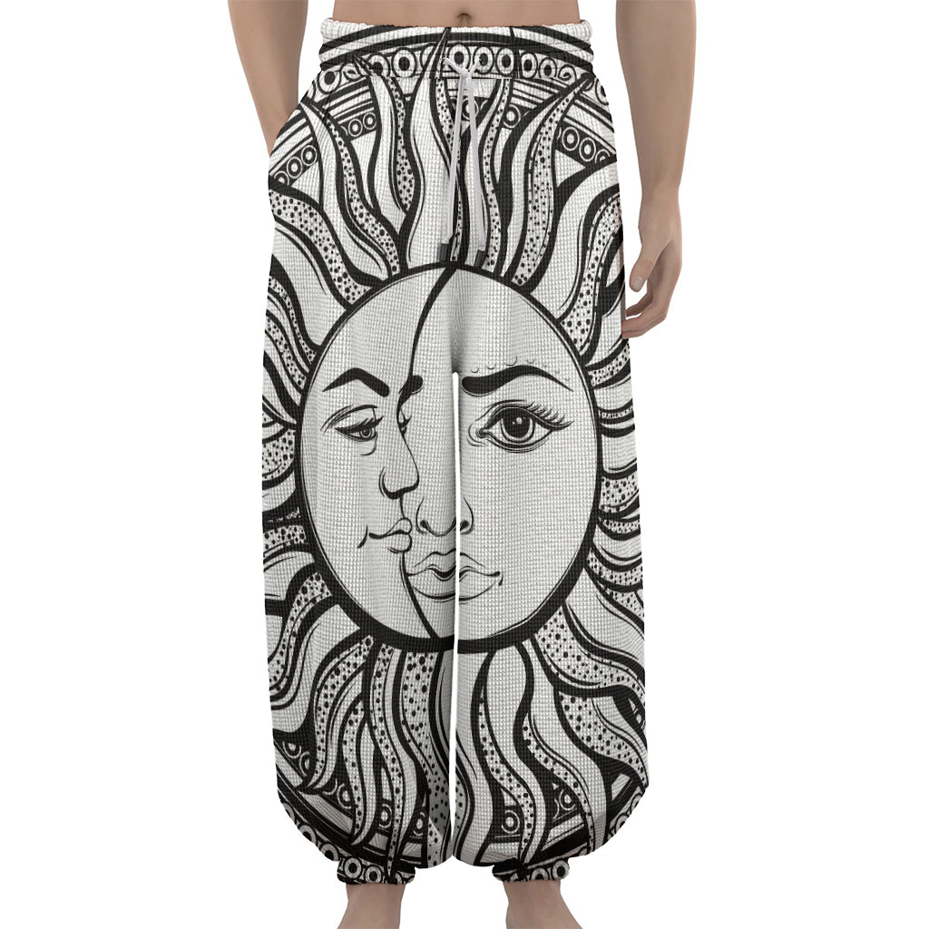 Bohemian Celestial Sun And Moon Print Lantern Pants