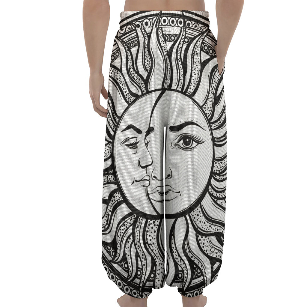 Bohemian Celestial Sun And Moon Print Lantern Pants