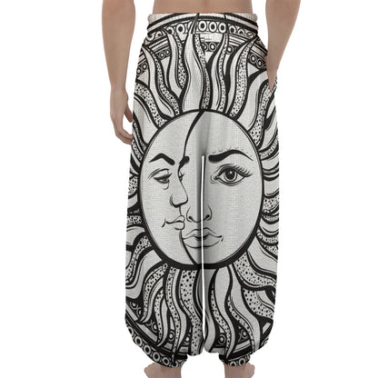 Bohemian Celestial Sun And Moon Print Lantern Pants