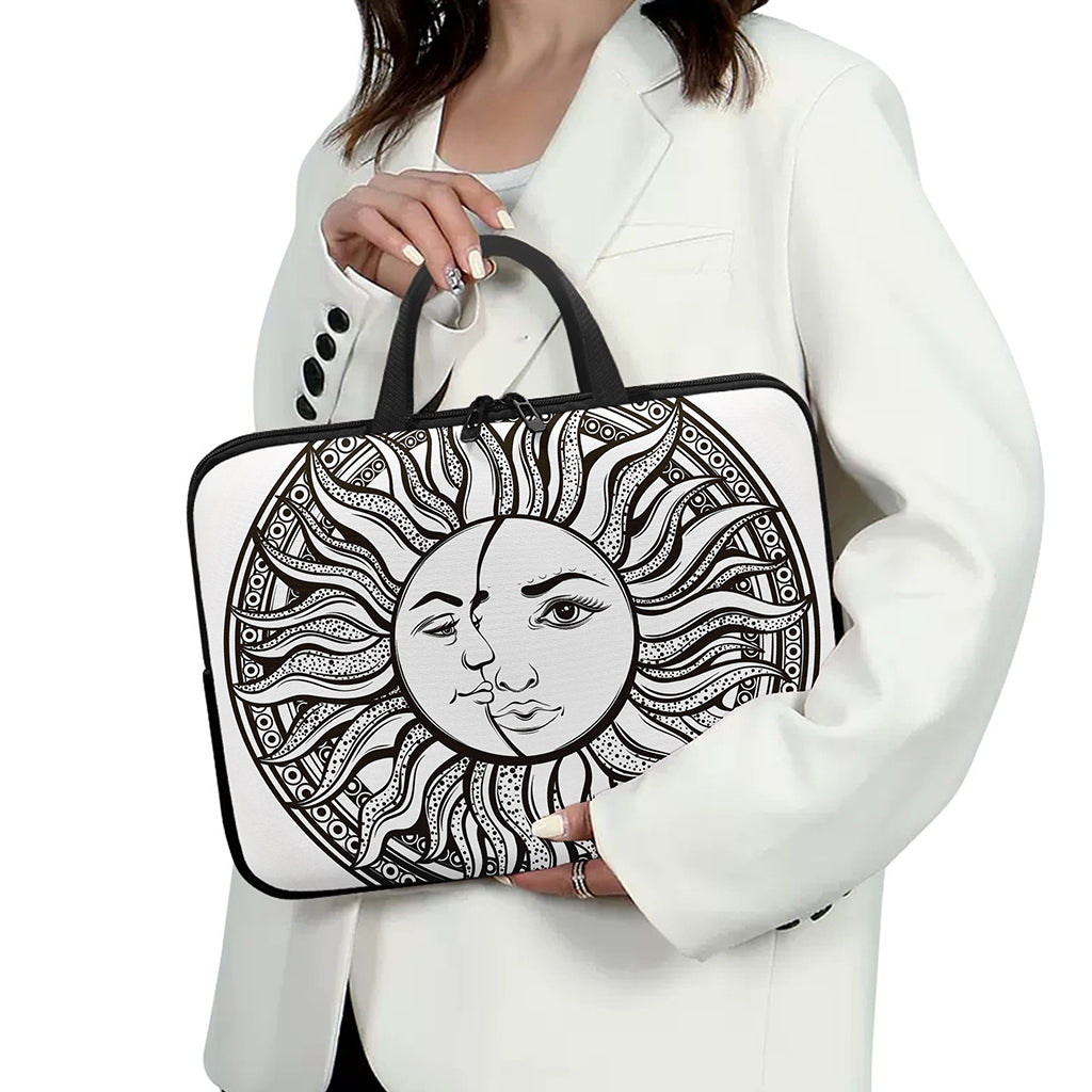Bohemian Celestial Sun And Moon Print Laptop Sleeve With Handle