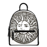 Bohemian Celestial Sun And Moon Print Leather Backpack