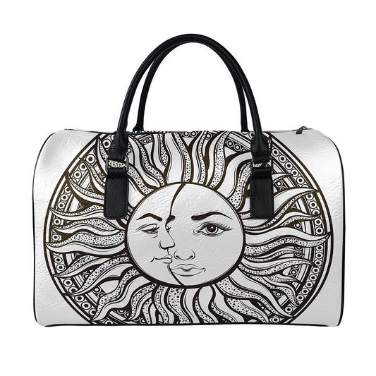 Bohemian Celestial Sun And Moon Print Leather Duffle Bag
