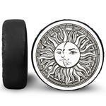 Bohemian Celestial Sun And Moon Print Leather Spare Tire Cover