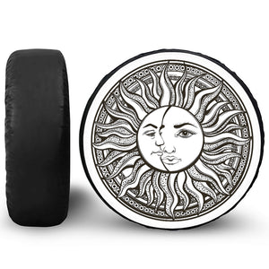 Bohemian Celestial Sun And Moon Print Leather Spare Tire Cover