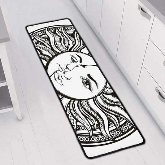 Bohemian Celestial Sun And Moon Print Long Kitchen Mat