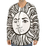 Bohemian Celestial Sun And Moon Print Long Sleeve Baseball Jersey