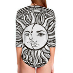 Bohemian Celestial Sun And Moon Print Long Sleeve Swimsuit