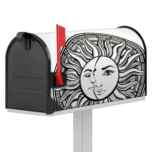 Bohemian Celestial Sun And Moon Print Mailbox Cover