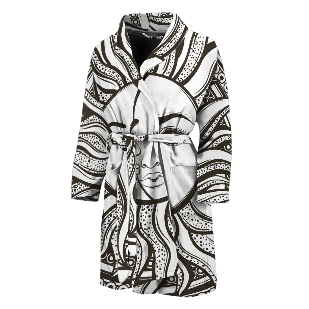 Bohemian Celestial Sun And Moon Print Men's Bathrobe