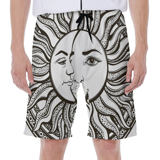 Bohemian Celestial Sun And Moon Print Men's Beach Shorts