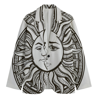 Bohemian Celestial Sun And Moon Print Men's Cotton Blazer