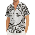 Bohemian Celestial Sun And Moon Print Men's Deep V-Neck Shirt