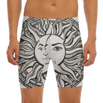 Bohemian Celestial Sun And Moon Print Men's Long Boxer Briefs