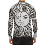 Bohemian Celestial Sun And Moon Print Men's Long Sleeve Rash Guard