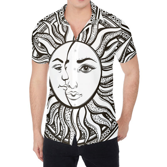 Bohemian Celestial Sun And Moon Print Men's Shirt