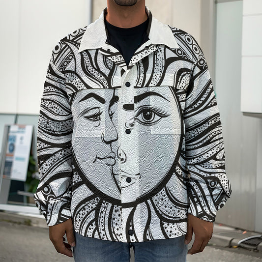 Bohemian Celestial Sun And Moon Print Men's Shirt Jacket