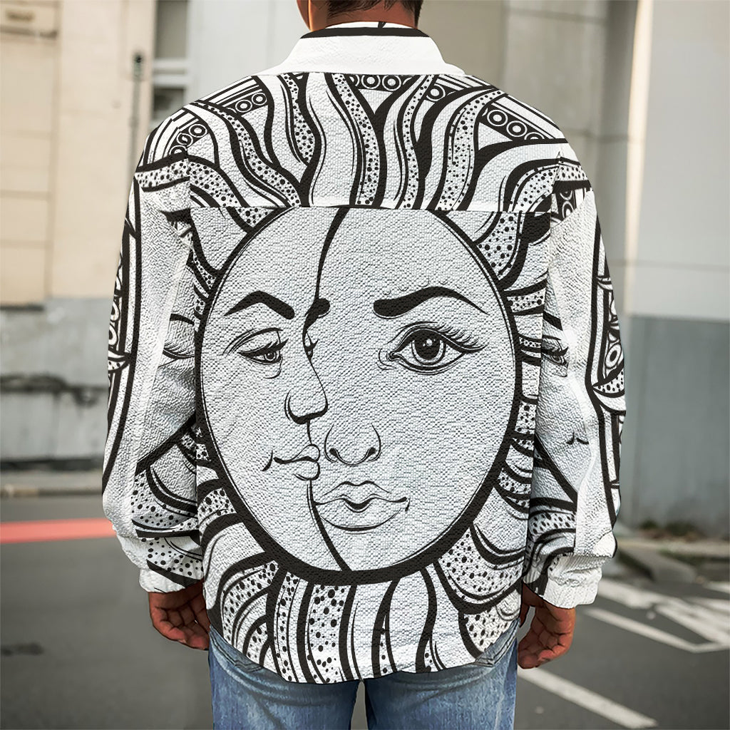 Bohemian Celestial Sun And Moon Print Men's Shirt Jacket