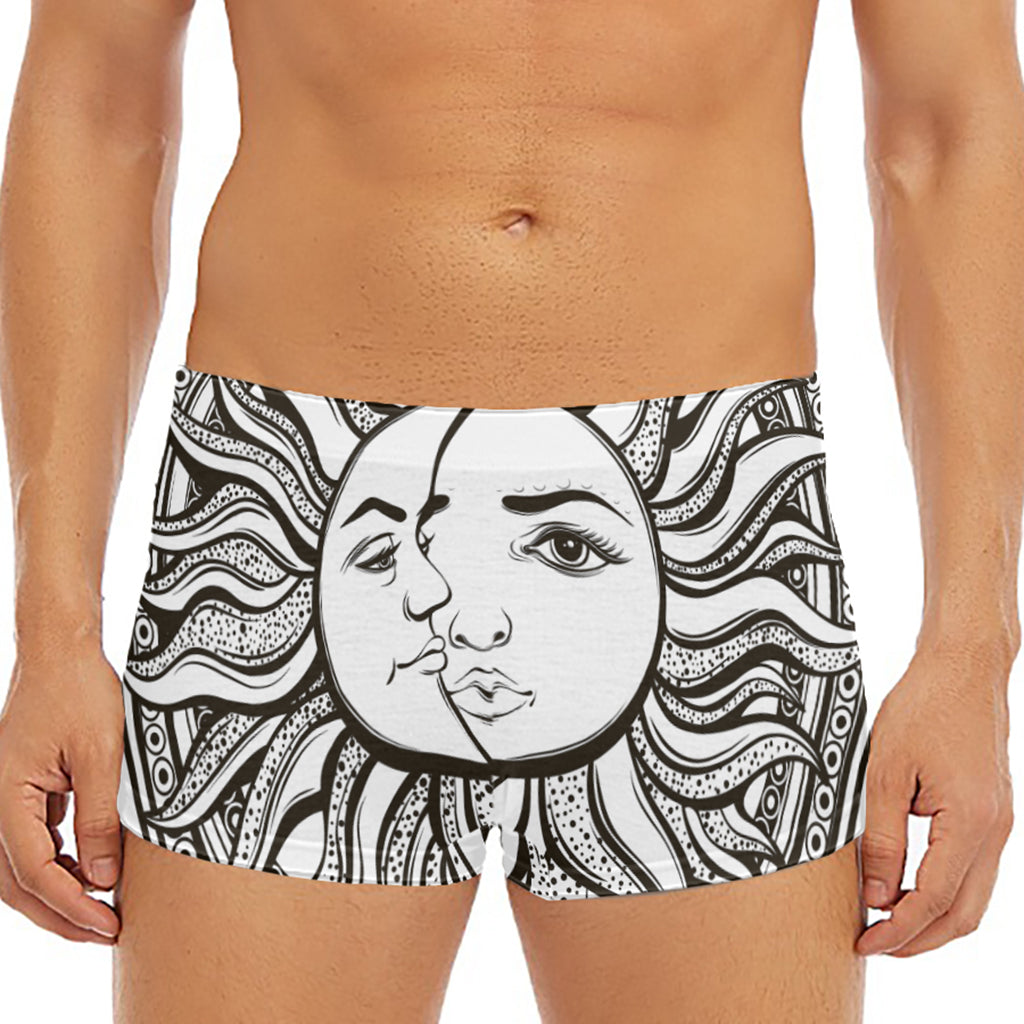 Bohemian Celestial Sun And Moon Print Men's Short Boxer Briefs
