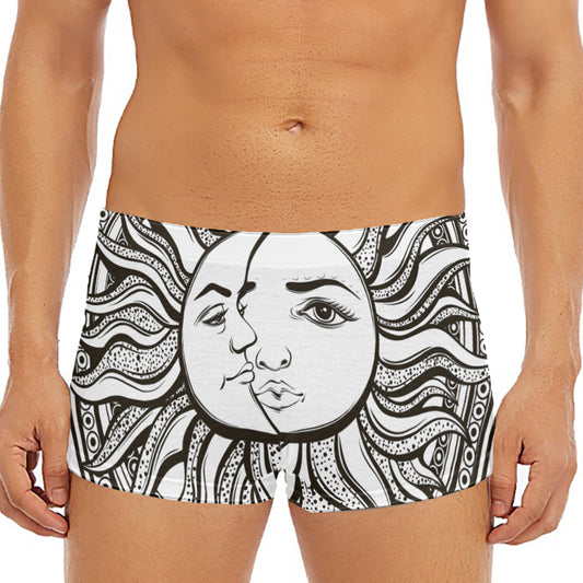 Bohemian Celestial Sun And Moon Print Men's Short Boxer Briefs