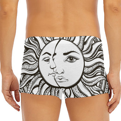 Bohemian Celestial Sun And Moon Print Men's Short Boxer Briefs