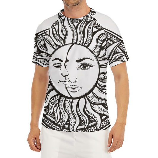 Bohemian Celestial Sun And Moon Print Men's Short Sleeve Rash Guard