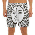Bohemian Celestial Sun And Moon Print Men's Split Running Shorts