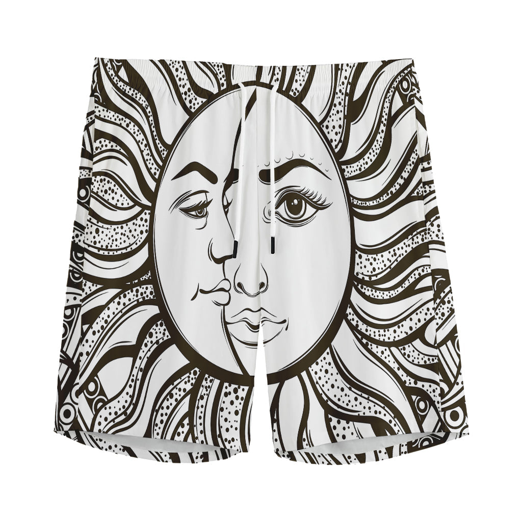 Bohemian Celestial Sun And Moon Print Men's Sports Shorts