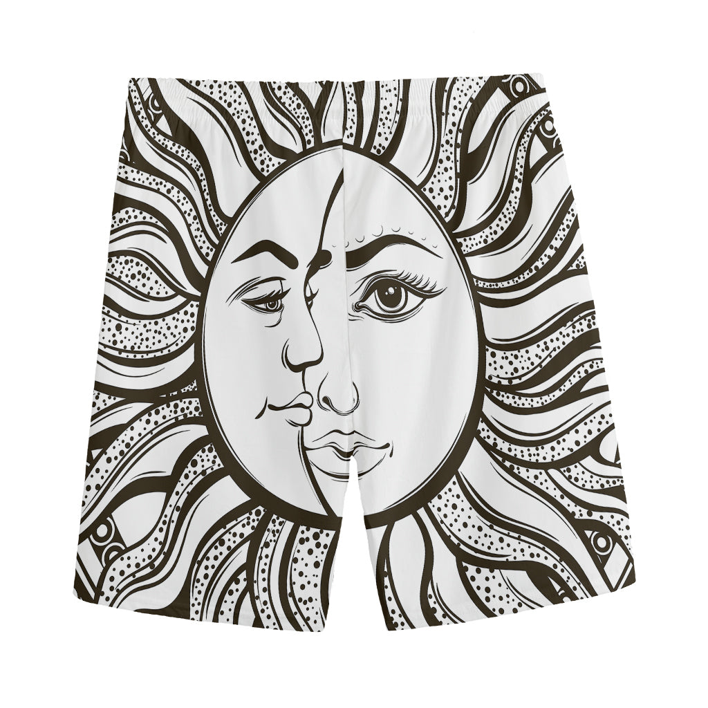 Bohemian Celestial Sun And Moon Print Men's Sports Shorts