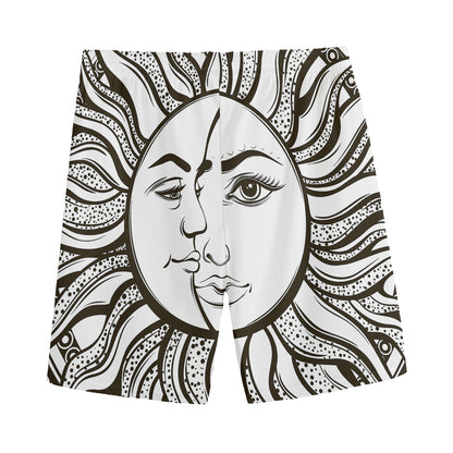 Bohemian Celestial Sun And Moon Print Men's Sports Shorts