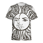 Bohemian Celestial Sun And Moon Print Men's Sports T-Shirt