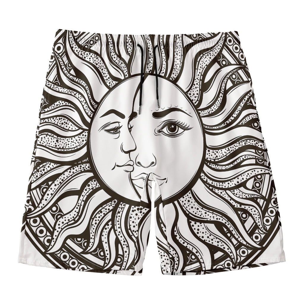Bohemian Celestial Sun And Moon Print Men's Swim Trunks