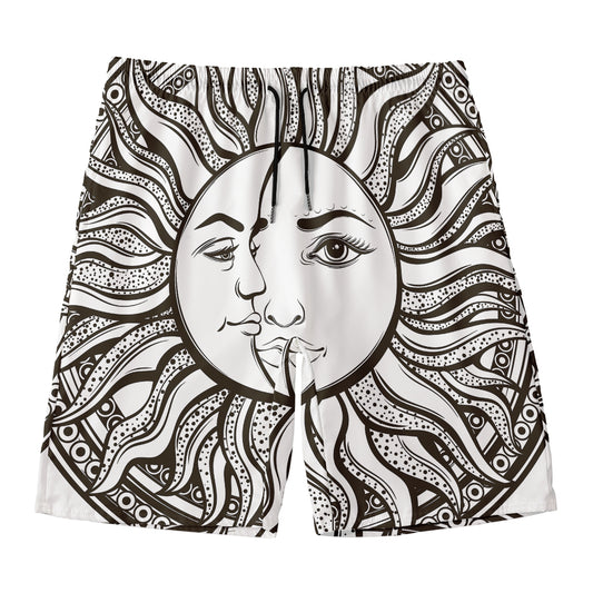 Bohemian Celestial Sun And Moon Print Men's Swim Trunks