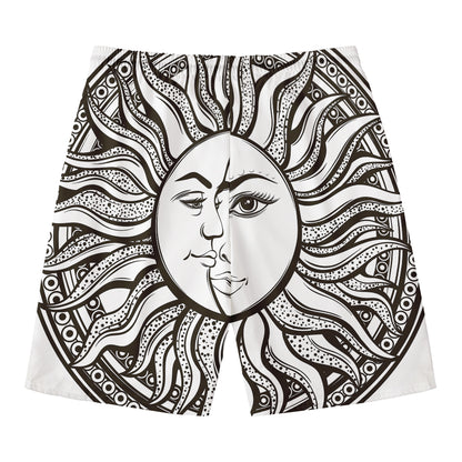 Bohemian Celestial Sun And Moon Print Men's Swim Trunks