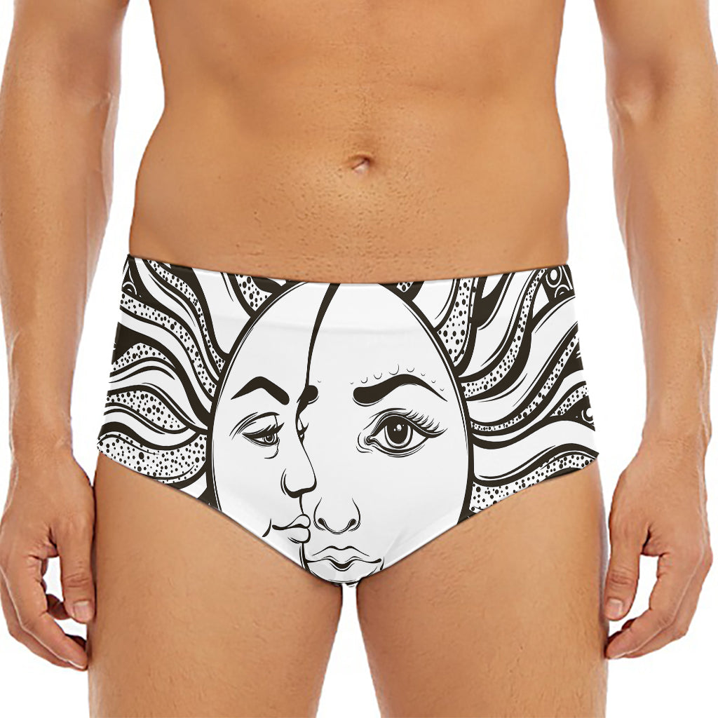 Bohemian Celestial Sun And Moon Print Men's Triangle Swim Briefs