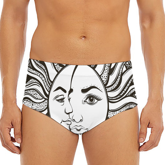 Bohemian Celestial Sun And Moon Print Men's Triangle Swim Briefs
